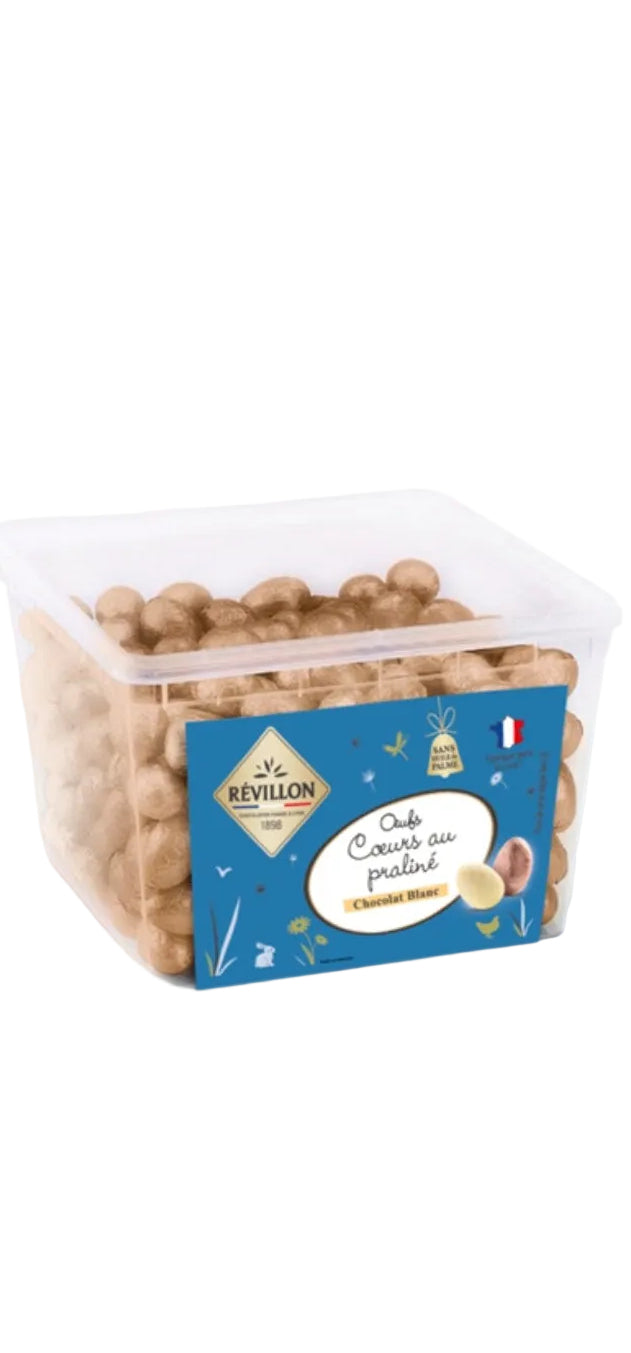 oeufs coeur au praliné chocolat blanc  vrac 100g